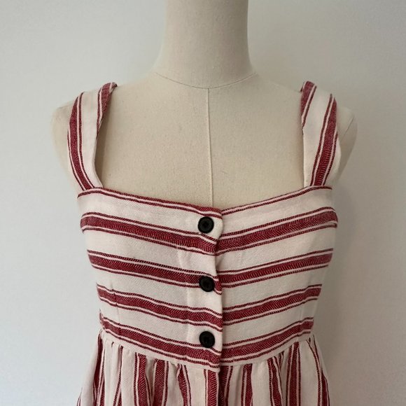 Three Graces London Red & White Vertical Striped Button Down Dress Women's US 2 - Picture 3 of 6